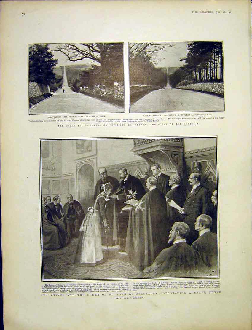Original Old Antique Print Ballybannon Motor Ireland Order John Jerusalem Nurse