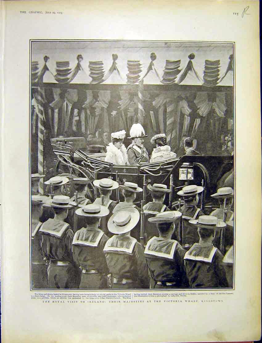 Old Antique Print Royal Visit Ireland Servia King Peter Zeerust Show 1903 20th