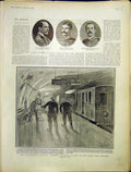 Old Antique Print Paris Underground Railway Disaster Indian Ocean Fishing