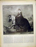 Original Old Antique Print Equestrian Portrait Queen Isabella Spain Consort 1903