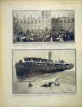 Original Old Antique Print Congress Chamber Commerce Montreal Yacht Mersey 1903