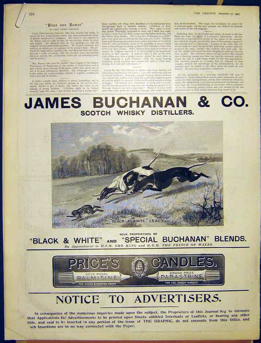 Original Old Antique Print Advert 1859 Buchanan Scotch Whisky Distillers 1903