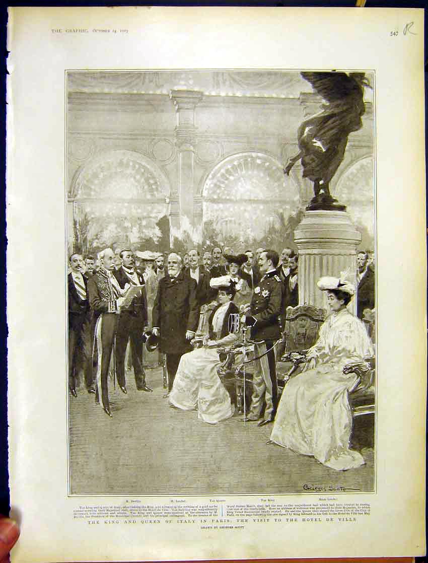 Old Antique Print Italy King And Queen Paris War Bulgaria Salima Uganda