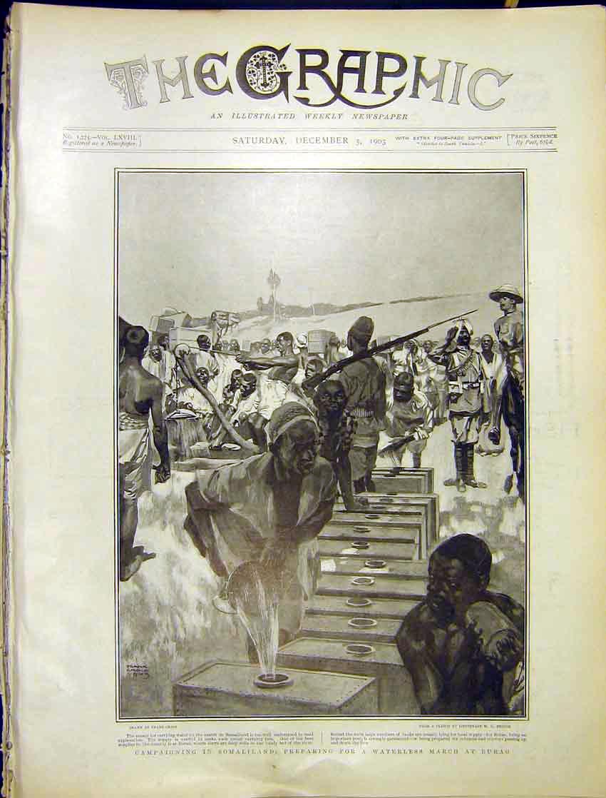 Old Antique Print Somali Campaign Waterless March Burao Sketch Craig 1903 20th