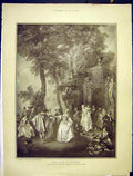 Original Old Antique Print Figure Moulinet Lancret Fine Art 1903 20th Century