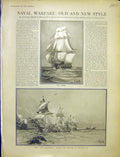 Old Antique Print Naval Warfare Ships Navy Battles Martino Fine Art 1903 20th