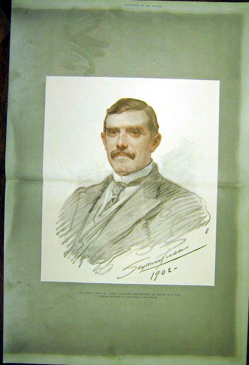 Original Old Antique Print Broderick Secretary State War Lucas Portrait 1903