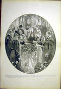 Original Old Antique Print Christening Prince Princess Denmark Sandringham 1903