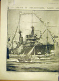 Old Antique Print Dreadnought Yacht Steamer Ship Boat Lacy Spithead 1911 20th