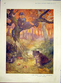 Old Antique Print Swag Boy Dog Apple Tree Orchard Fine Art 1911 Rowntree 20th
