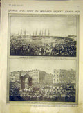 Original Old Antique Print Ireland Kingstown King George Dublin 1911 20th