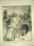 Original Old Antique Print Ocean Wave Summer Cleaver Sailor Passengers 1911 20th