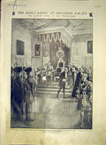 Original Old Antique Print Holyrood Palace King Levee Coronation Scotland 1911