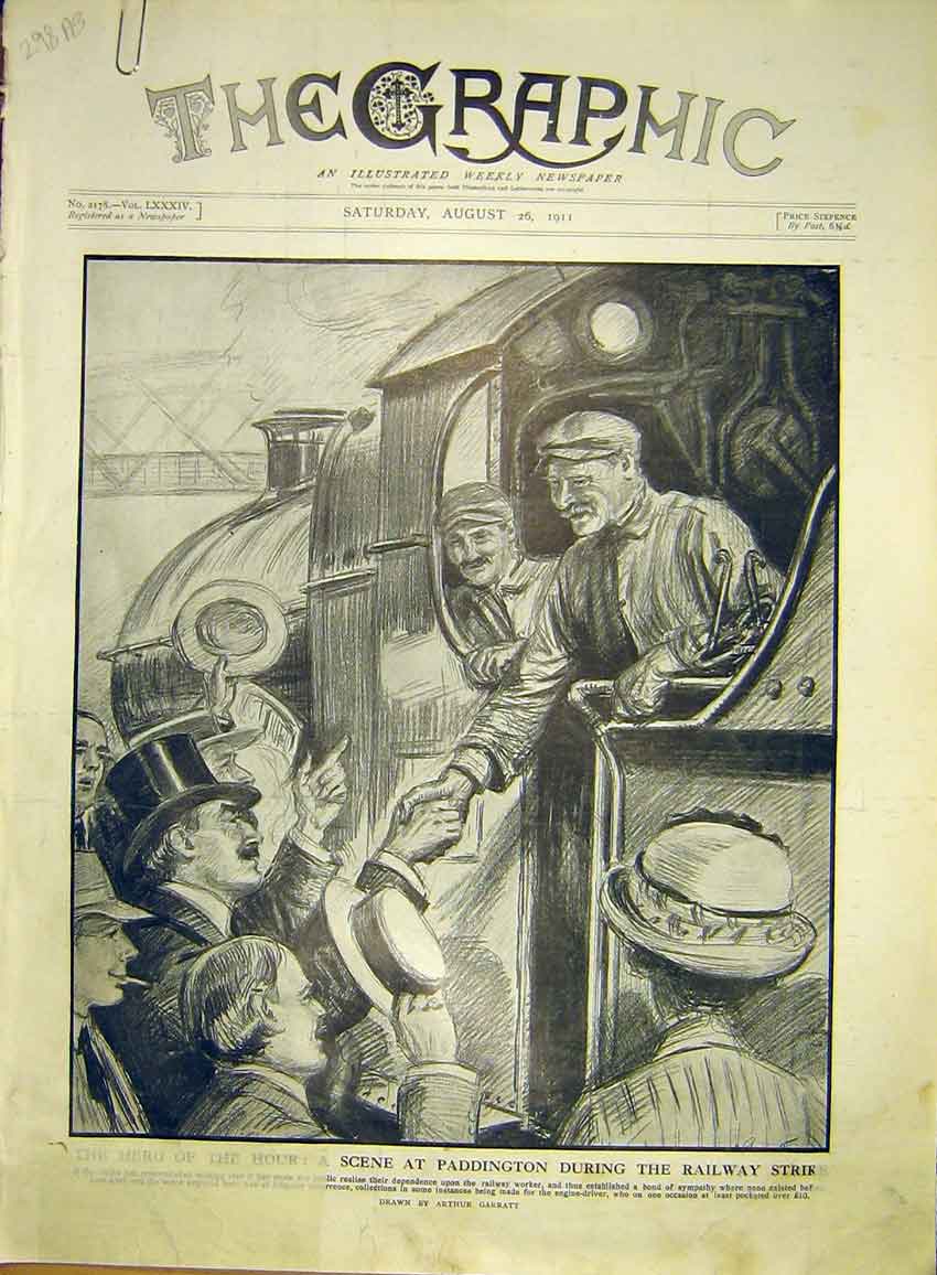 Old Antique Print Paddington Station Railway Strike Troop Train Congress