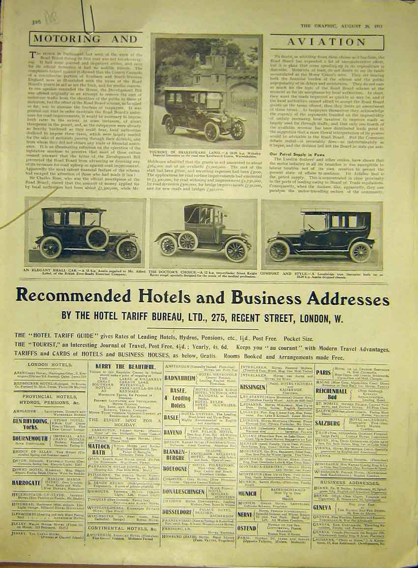 Original Old Antique Print Motor Car Wolseley Austin Rover Longbridge 1911 20th