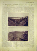Old Antique Print Railway Rain Canada Flood Theatre Advert Macbeth 1911 20th