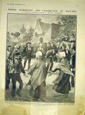 Original Old Antique Print Brittany Village Dance Breton Wedding Haenen 1911