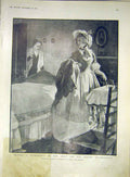 Original Old Antique Print Agatha Aunt Durden Rabanus Story Sketch 1911 20th