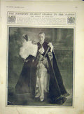 Original Old Antique Print Emperor Prince Scotland Wales Portrait 1911 20th