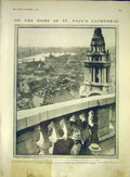 Old Antique Print Dome St Paul'S Cathedral Stone Gallery Westminster 1911 20th