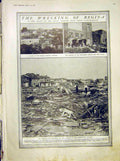 Old Antique Print Wreck Regina Cylcone Saskatchewan Church Buildings 1912 20th