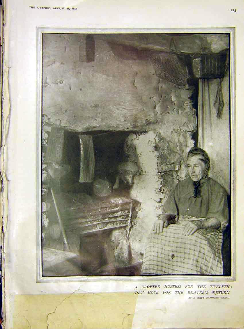 Original Old Antique Print Crofter House Hostess Beater Thompson Portrait 1912