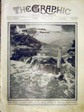 Original Old Antique Print Flood Scene St Neots Ouse Huntingdonshire 1912 20th