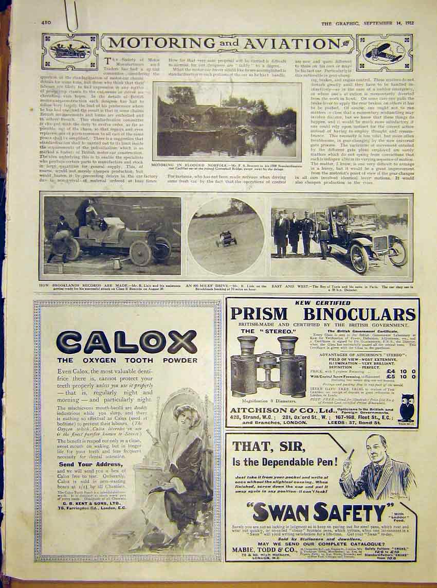 Original Old Antique Print Motor-Car Cadillac Lisle Daimler Peugeot Napier 1912