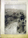 Original Old Antique Print Air Manoeuvres Hussars Aeroplane Newmarket Military