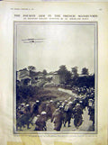 Old Antique Print French Manoeuvres Army Infantry Aeroplane Military 1912 20th