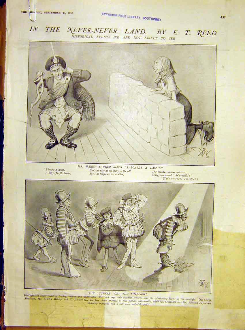Original Old Antique Print Never-Never Land Reed Sketches George History 1912