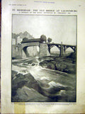 Original Old Antique Print Laufenburg Bridge Veteran Rhine Maxwell 1912 20th