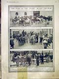 Original Old Antique Print Constaninople Transport Animals Horses Military Oxen