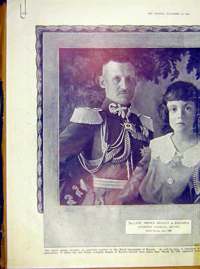 Original Old Antique Print Prince Bavaria Portrait Ludwig Luitp1912 20th