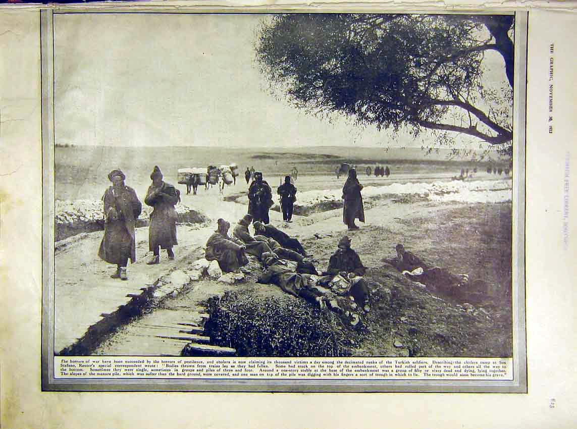 Original Old Antique Print Reuter San Stefano War Turkish Siers 1912 20th