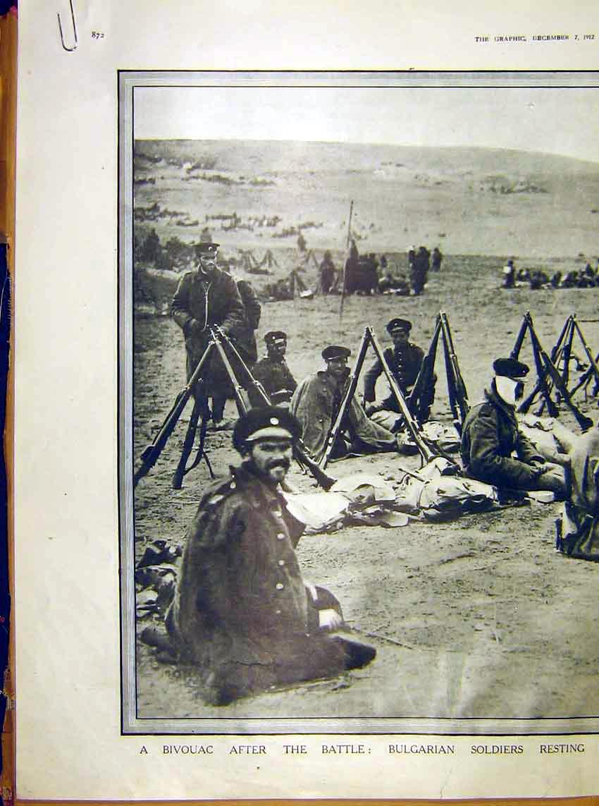 Original Old Antique Print Battle Bulgarian Siers Adrianople Lule Burgas 1912