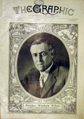 Original Old Vintage Print Portrait President Woodrow Wilson America Usa 1917