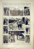 Old Vintage Print Queen Mary War Hospital Battle Aisne Chemine Dames 1917 20th