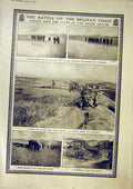 Original Old Vintage Print Battle Belgian Coast Zouaves Dunkirk Dunes 1917 20th