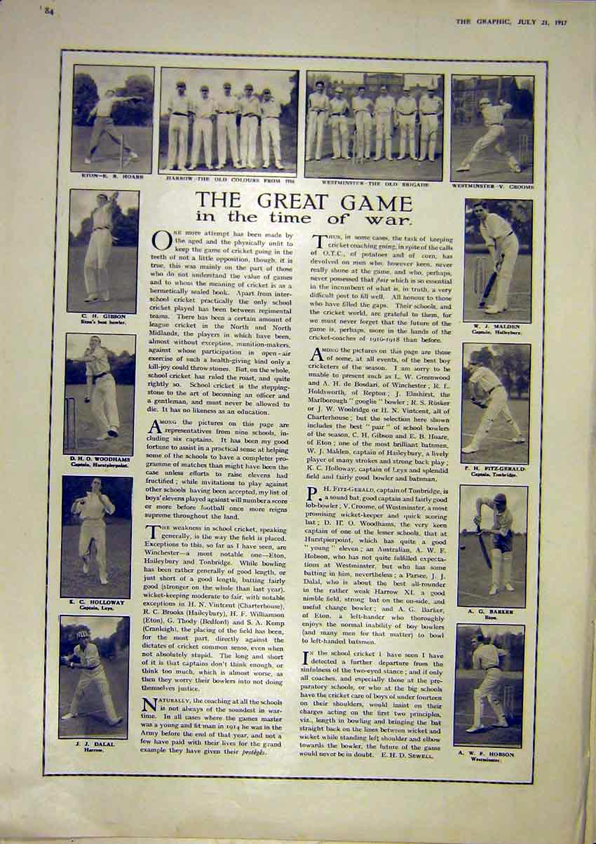 Old Antique Print Cricket War Westminster Sport German Fleet Motor-Boat