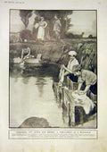 Old Vintage Print Boche Shell-Hole Wash-Tub Women French Peasant War 1917 20th
