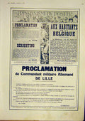 Original Old Vintage Print Prussianism Hun Proclamation Advert Lille War 1917