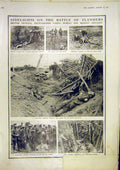 Original Old Vintage Print Battle Flanders British Photos German Trench 1917