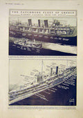 Original Old Vintage Print Fleet Greece Warship Aegean Motor-Boat Navy 1917 20th