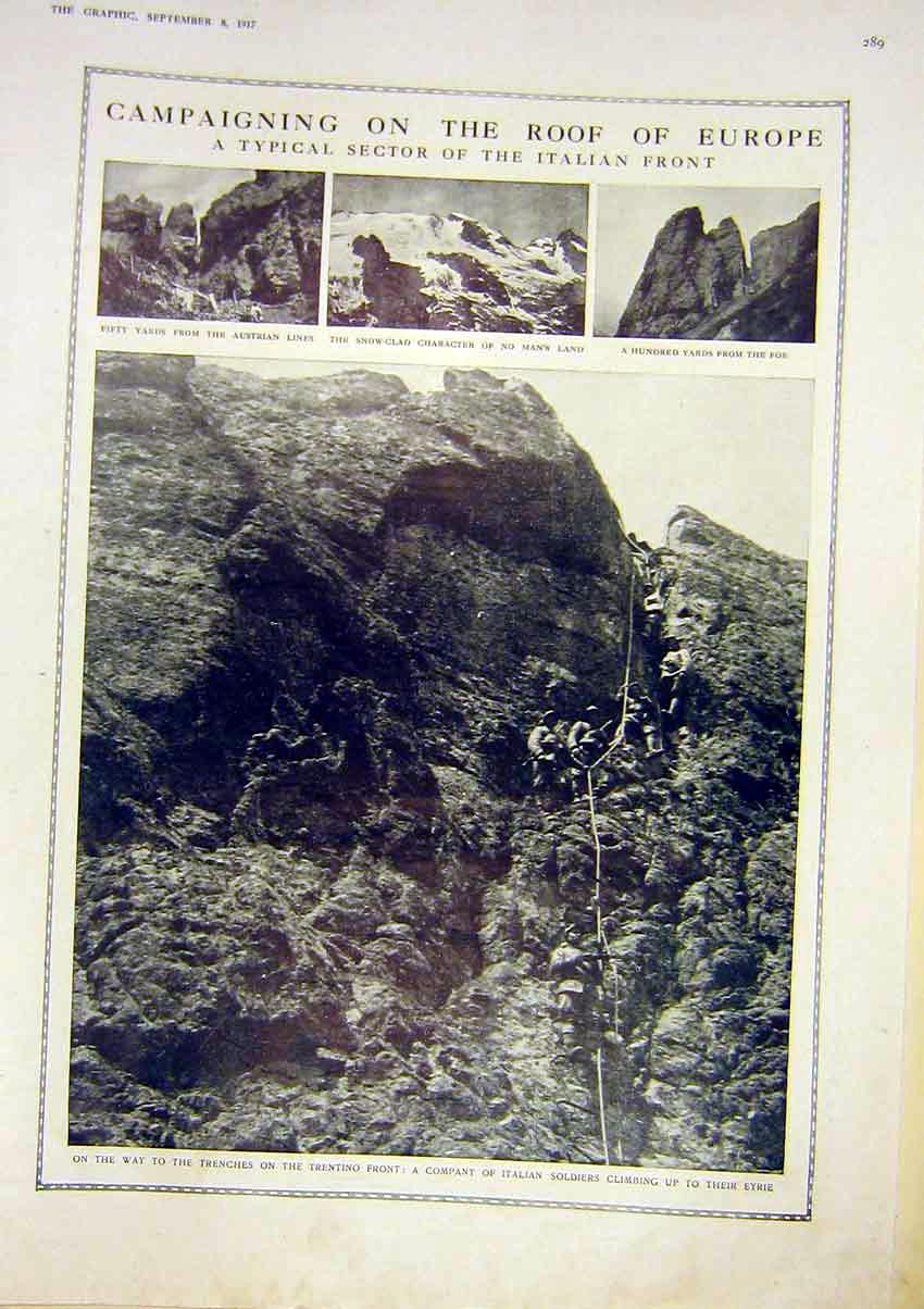 Original Old Vintage Print Europe Italian Front Siers Trentino Austrian 1917