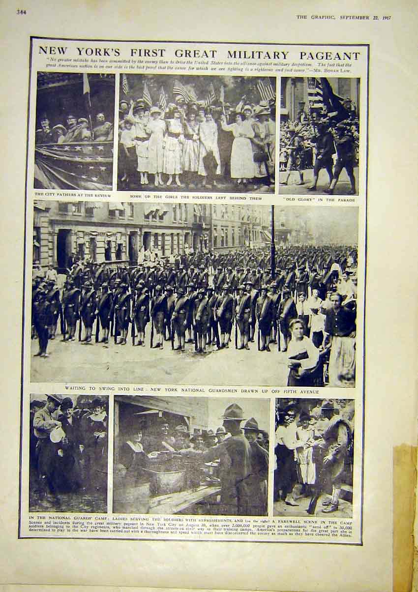 Original Old Antique Print New York America Military Pageant Map Sweden Morrell