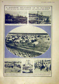 Original Old Antique Print Roumania Oxen Germans Prisoners Ship-Building U-Boat