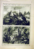 Original Old Vintage Print French Army Flanders Belgium Bixshoote Boche War 1917