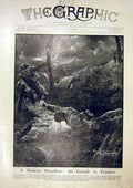 Original Old Vintage Print Falnders Marathon Battle British Troops French 1917