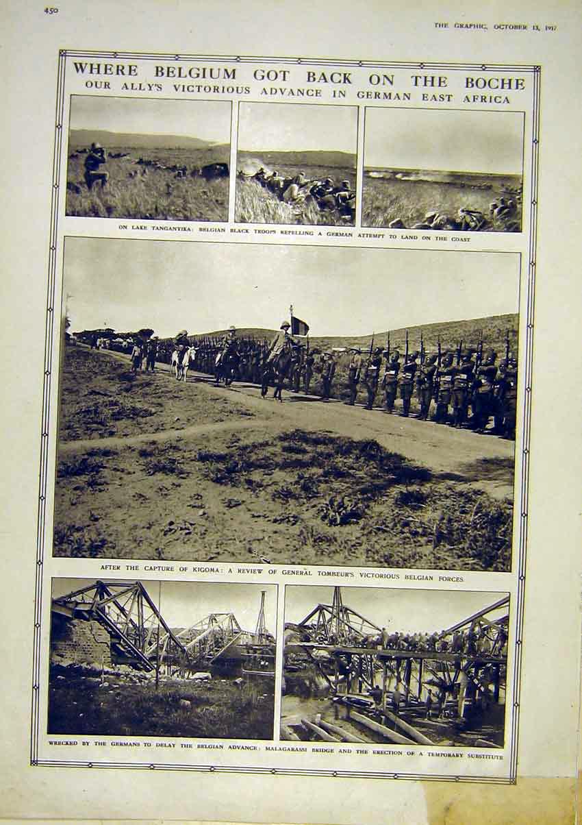 Original Old Antique Print Boche Africa Kigoma Sinai Desert Caterpillar Tractor